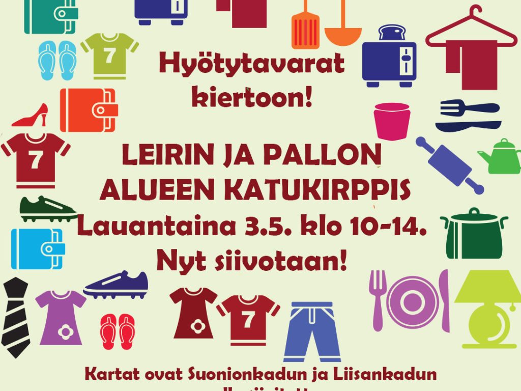 Katukirppis Leirissä ja Rakuunamäellä la 3.5. klo 10-14
