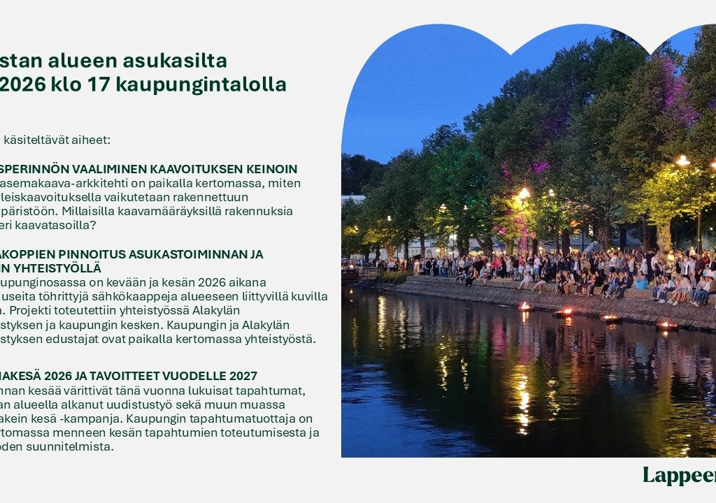 Keskustan alueen asukasilta 27.10.2026 klo 17 kaupungintalolla